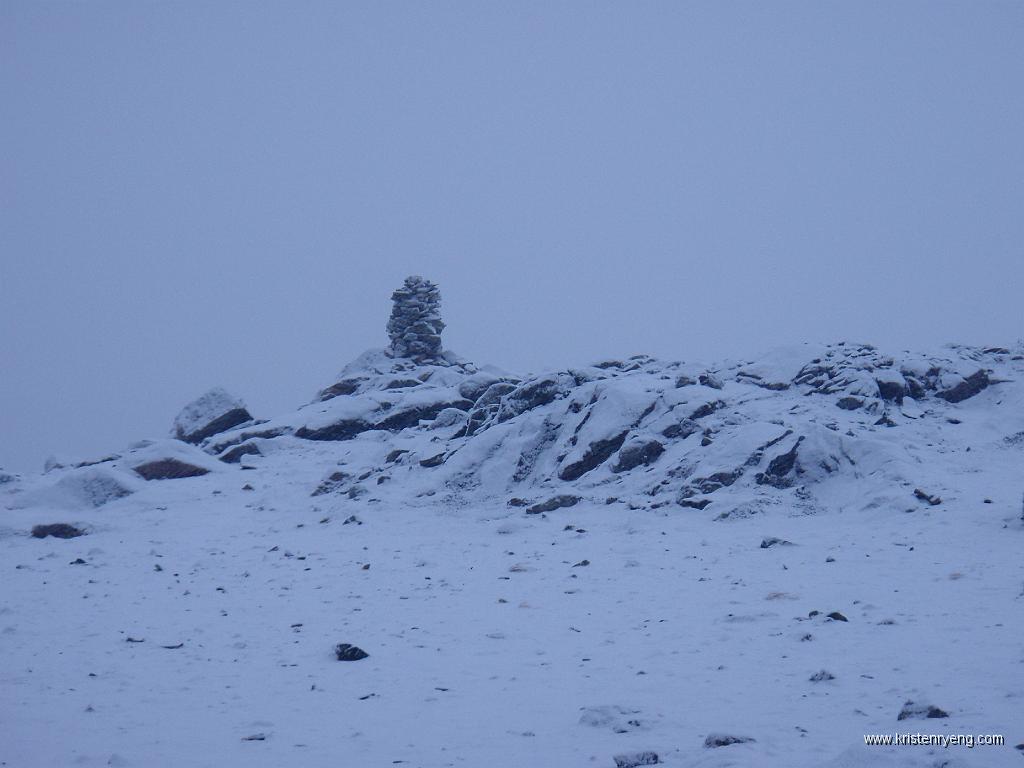 P2020019.JPG - Toppvarden på Trehørningen. Ingen utsikt å skryte av denne dagen... Men på godværsdager er sikkert utsikten over Skulsfjord og mot Vengsøy flott.
